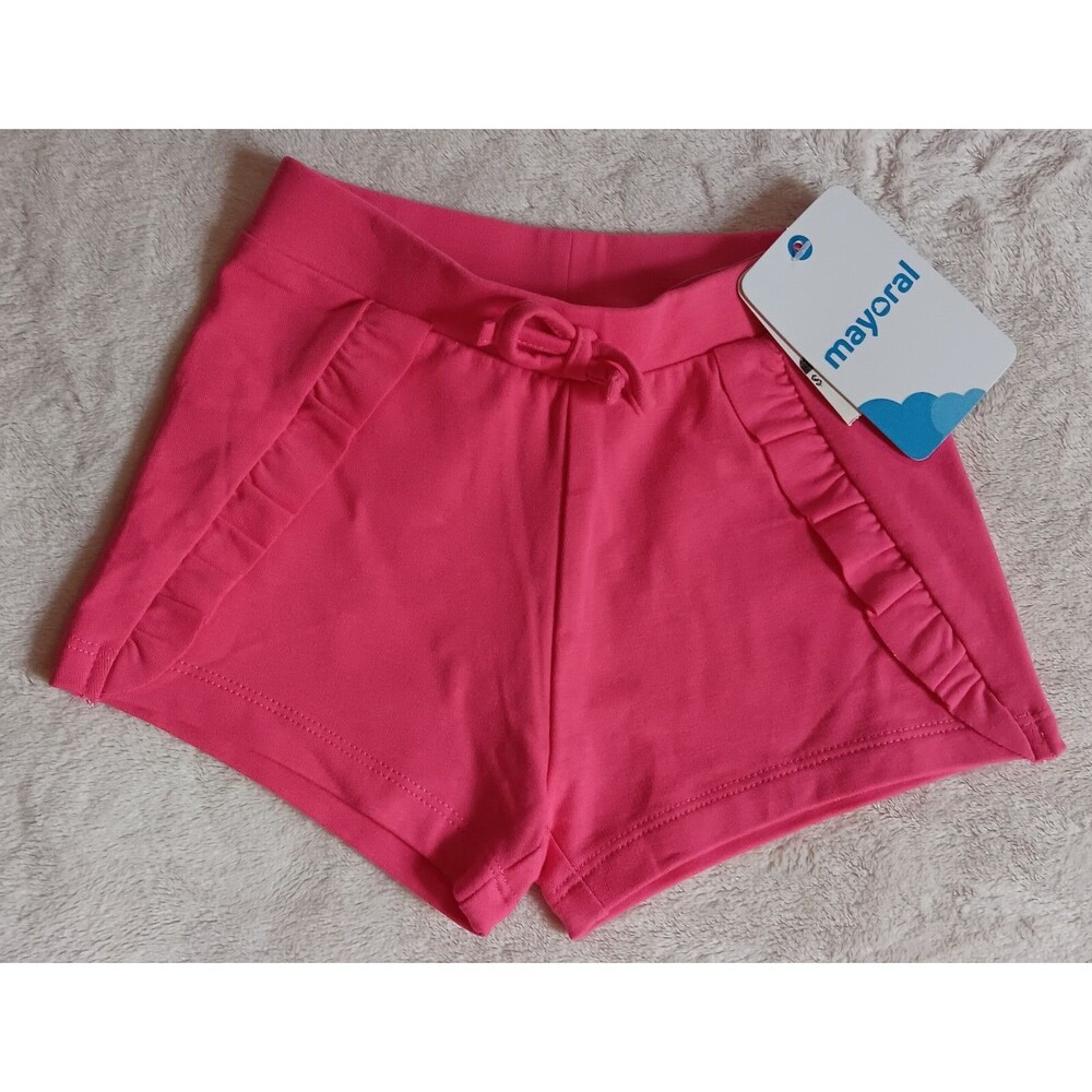 Shorts 12 Months New girls Mayoral Bright Pink Casual Style With Ruffle Baby